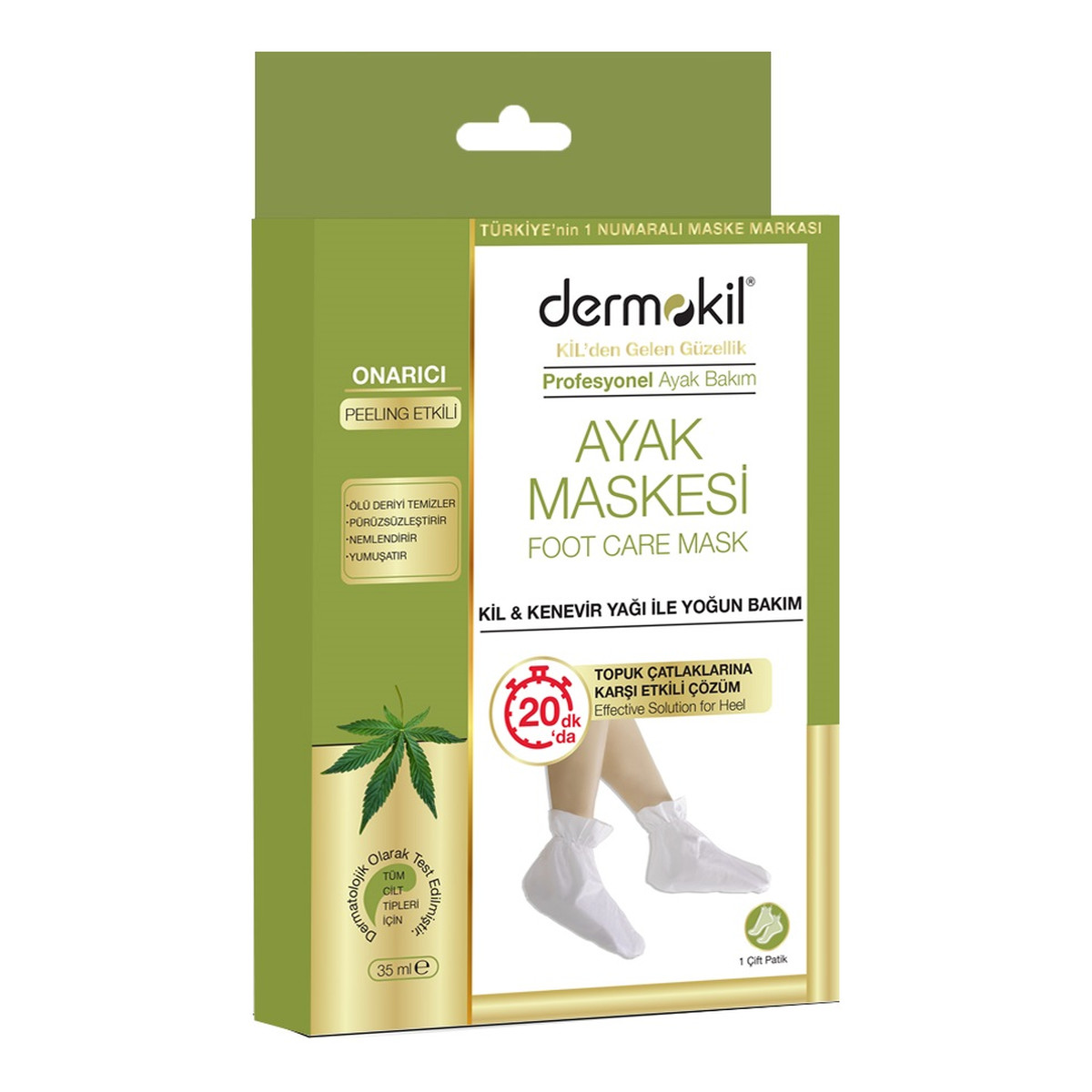 Dermokil Peeling foot mask peelingująca maska do stóp clay&hemp oil 35ml
