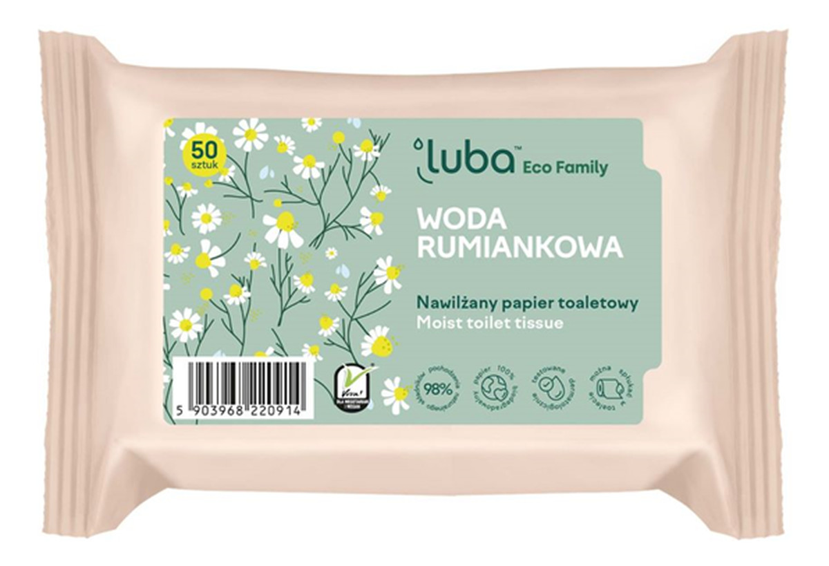 ECO NAWILŻANY PAPIER TOALETOWY Z WODĄ RUMIANKOWĄ 50szt