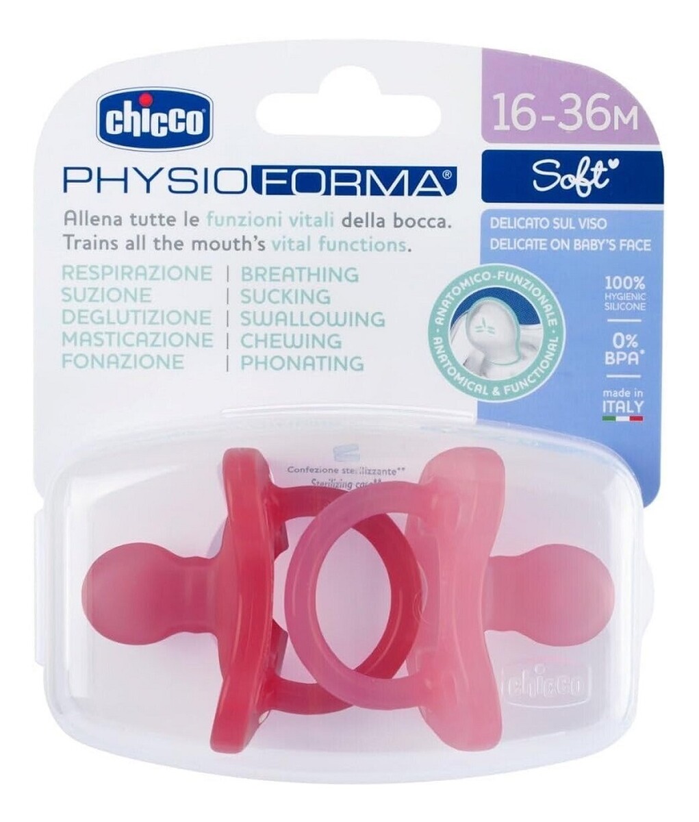 Physioforma soft smoczek silikonowy uspokajający 16-36m różowy 2szt.