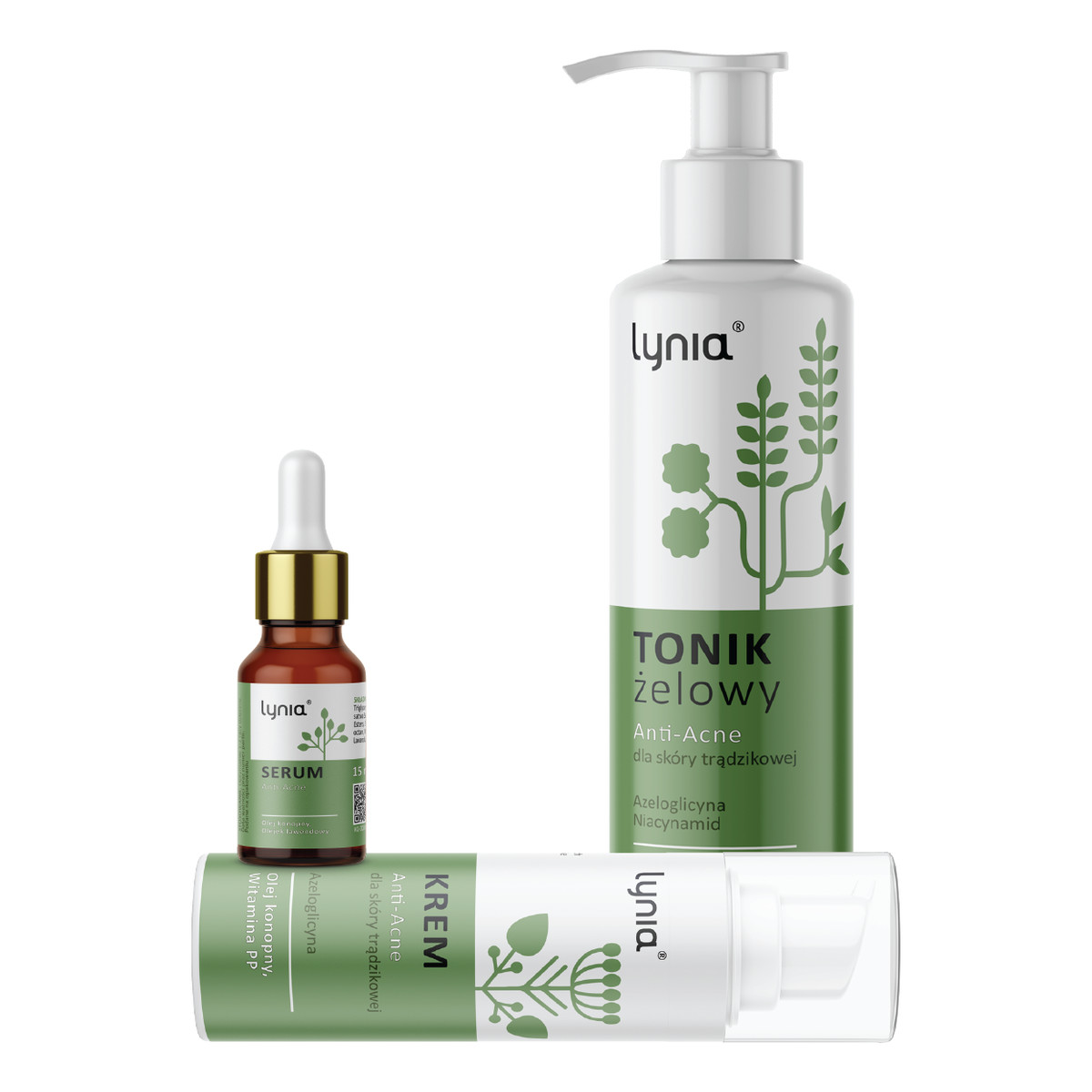 Lynia Anti-Acne zestaw (serum 15ml + krem 50ml + tonik żelowy 150ml)