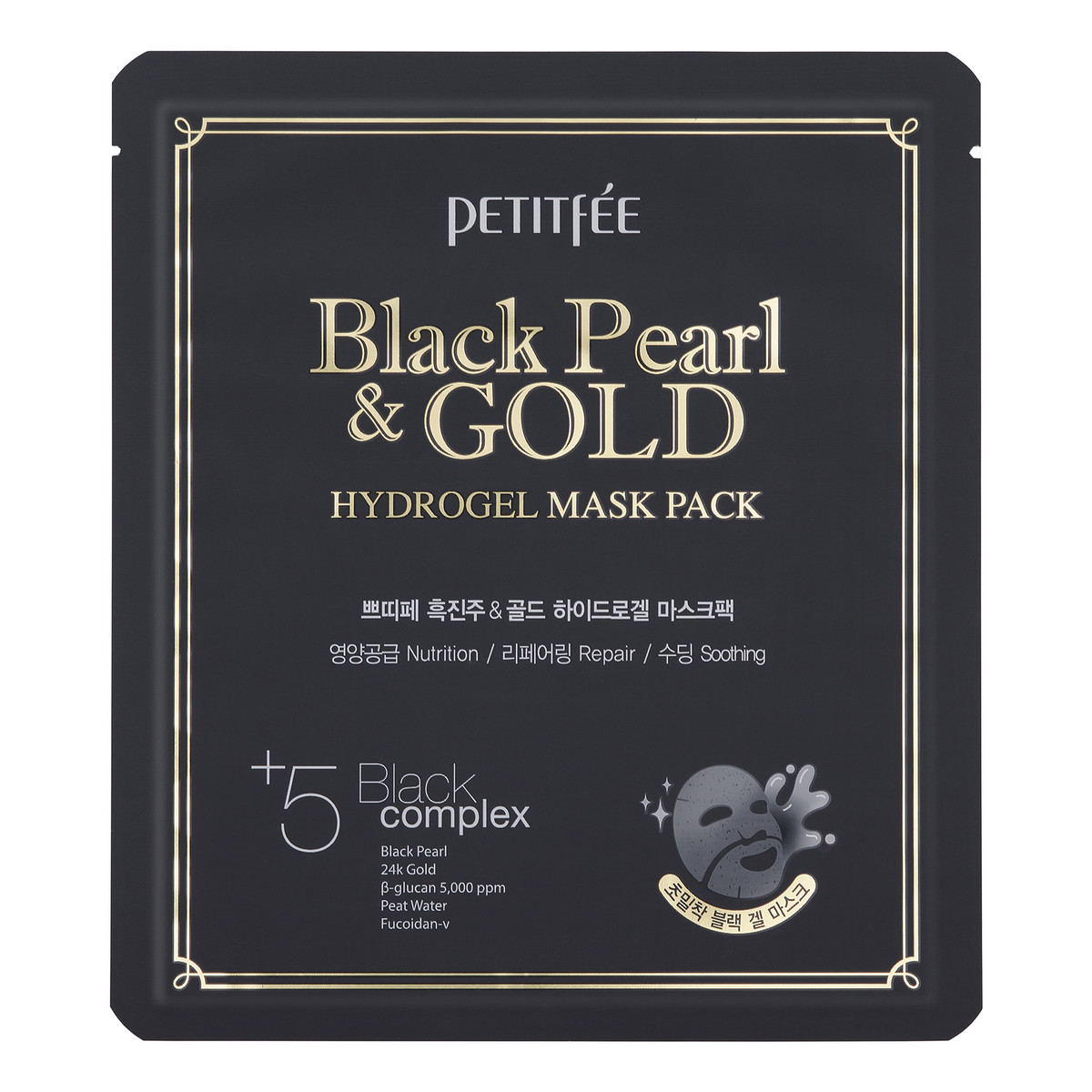 Petitfee Black Pearl&Gold Hydrożelowa Nawilżająco-Odżywcza Maska ze Złotem i z Czarną Perłą 30g