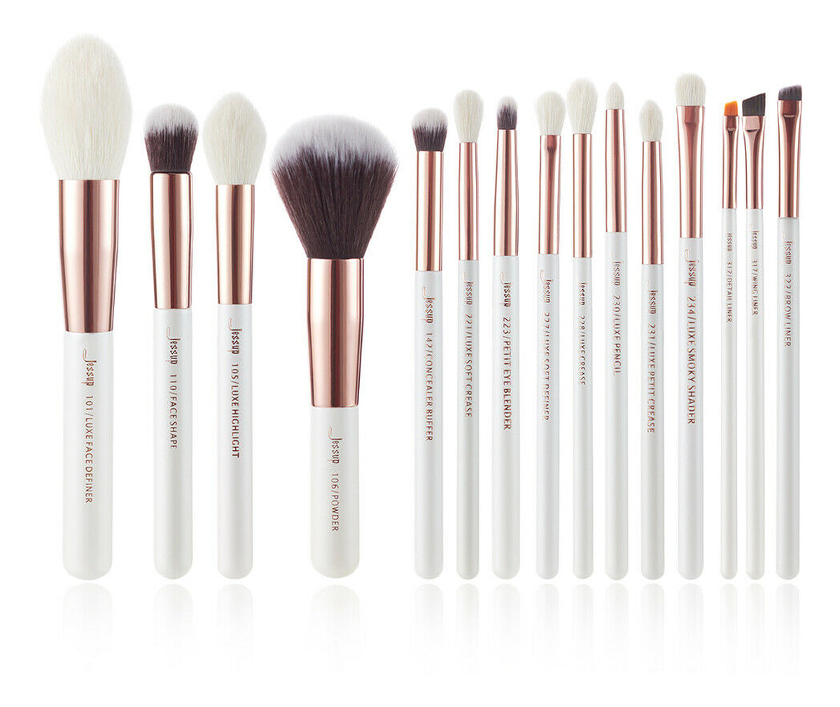 Zestaw 15 Pędzli White/Rose Gold T222