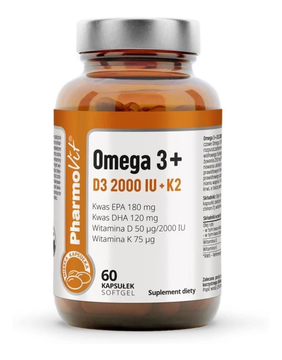 Omega 3 + D3 2000 IU + K2 suplement diety 60 kapsułek