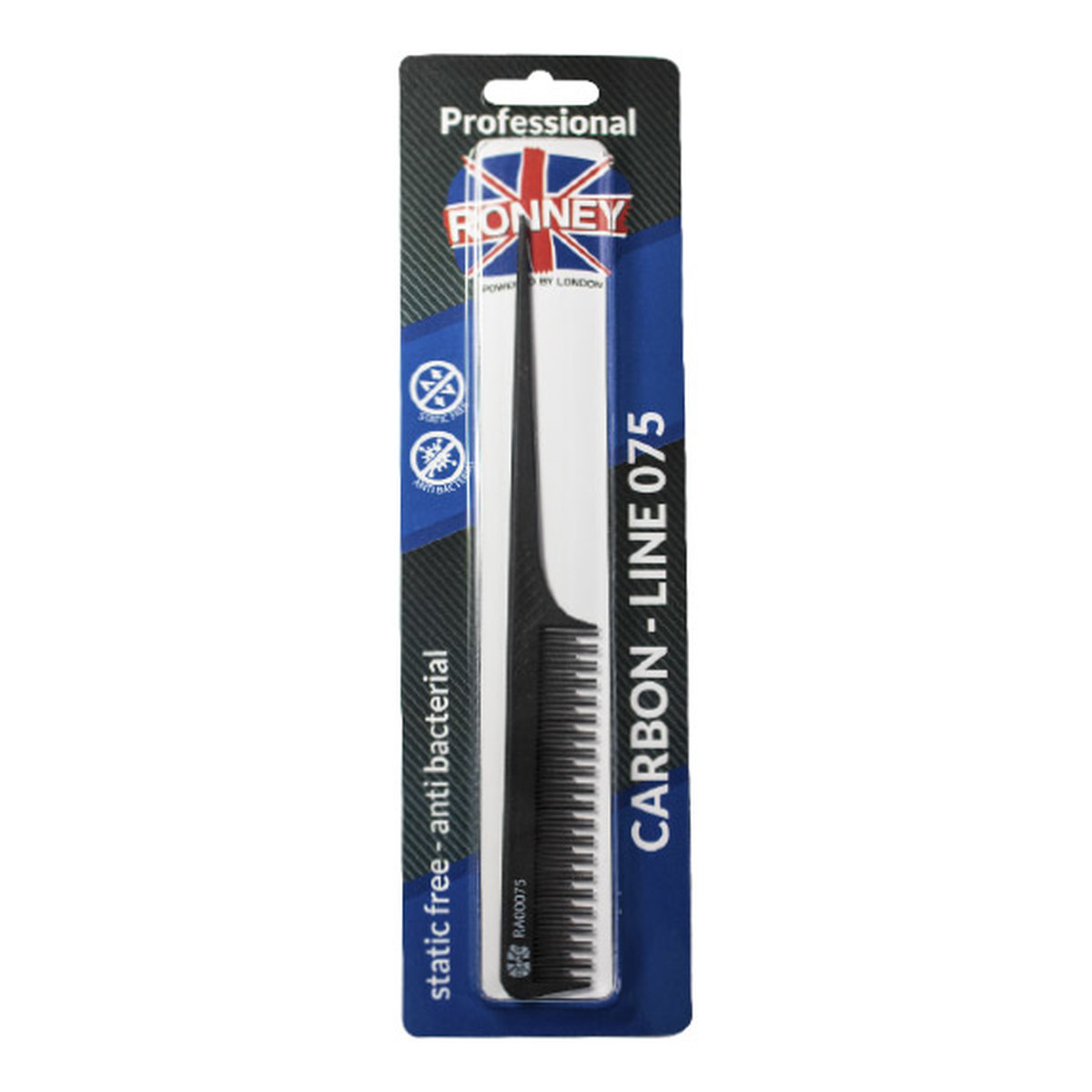 Ronney Professional carbon comb line 075 grzebień do włosów l216mm