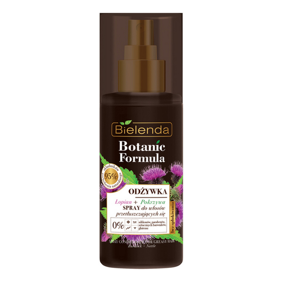Bielenda Botanic Formula Odżywka Spray Do Włosów Przetłuszczających Się Łopian i Pokrzywa 150ml