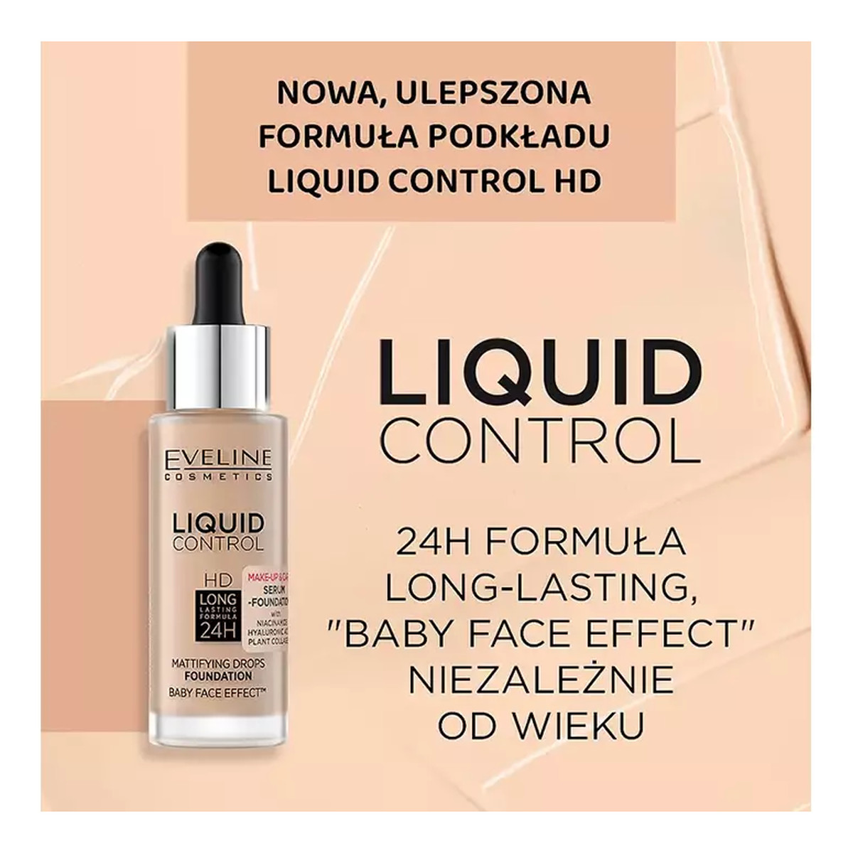 Eveline Liquid Control HD Podkład z niacynamidem w dropperze 32ml