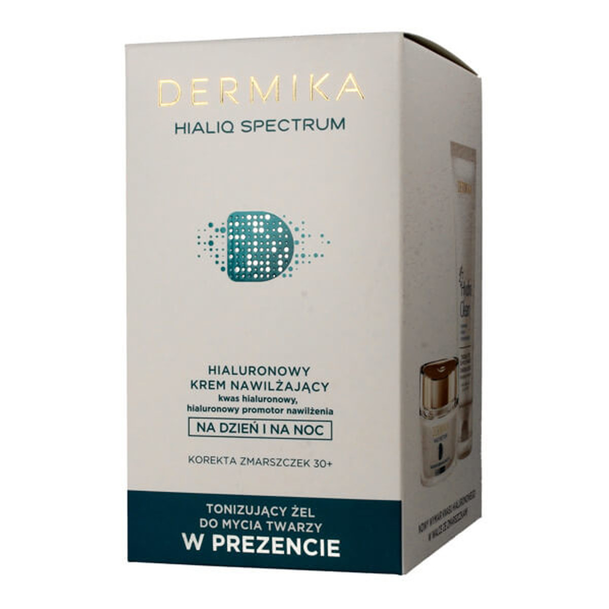 Dermika HialiQ Spectrum 30+ krem nawilżający dzień/noc 50ml + tonizujący żel do mycia twarzy 150ml