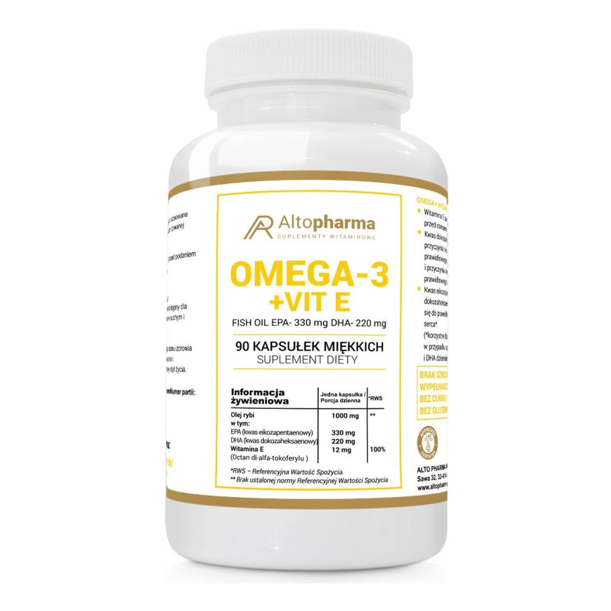 Altopharma Omega 3 + Witamina E suplement diety 1000mg