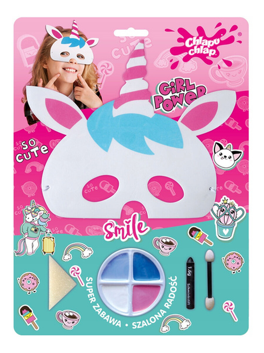 Zestaw do charakteryzacji GirlPower (piankowa maska + farbki 4x1g + kredka + aplikator)