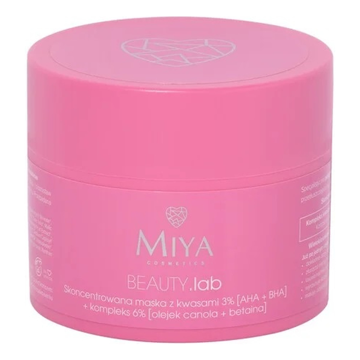 Miya Cosmetics BEAUTY.lab skoncentrowana maska z kwasami 3% [aha + bha] + kompleks 6% [olejek canola + betaina] 50g
