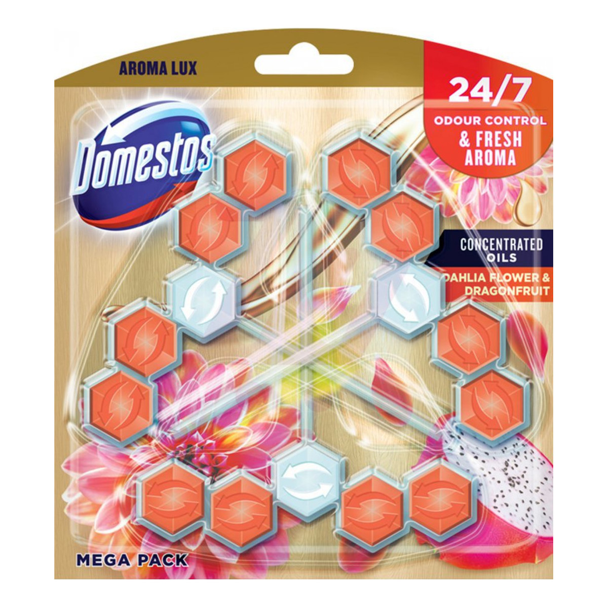 Domestos Power 5 Aroma Lux DUO Kostka WC 24/7 Dahlia Flower&Dragonfruit 2 x 55g