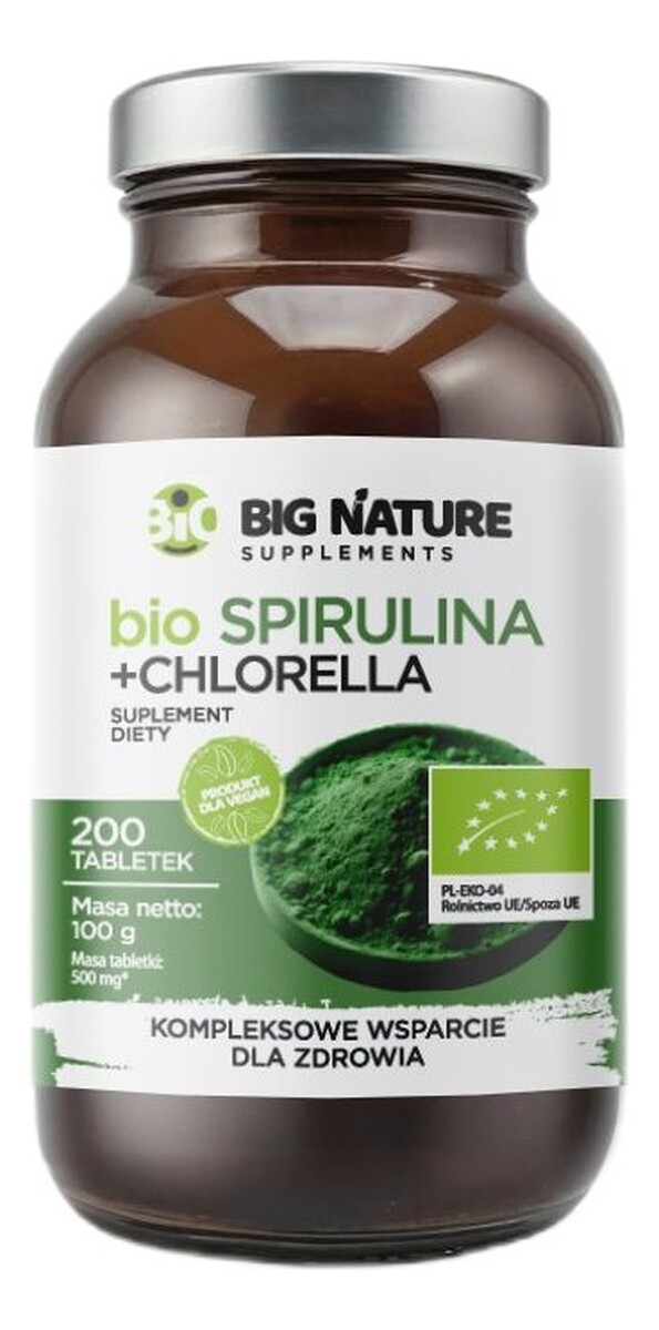 Bio spirulina + chlorella suplement diety 200 tabletek