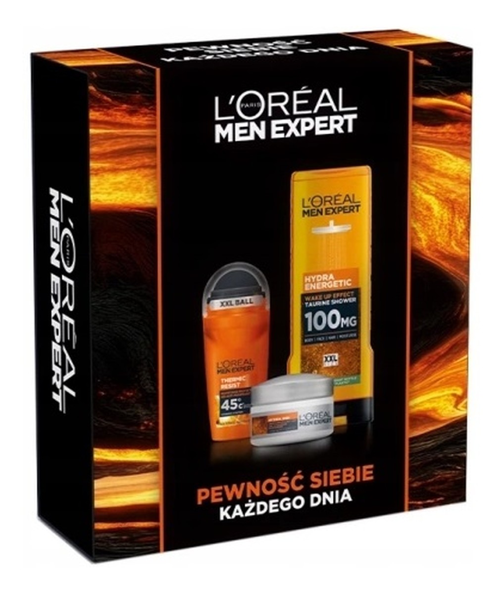 zestaw energetyzujący żel pod prysznic 400ml + krem nawilżający 50ml + antyperspirant w kulce 50ml