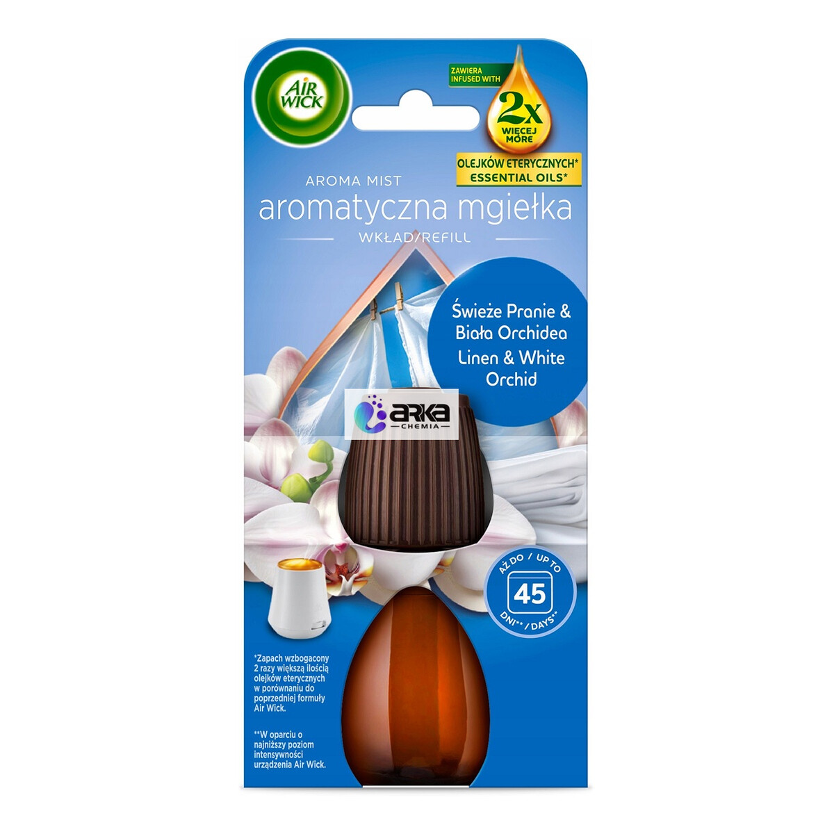 Air Wick Aroma Mist Mgiełka z olejkami zapas Świeże Pranie & Biała Orchidea 20ml
