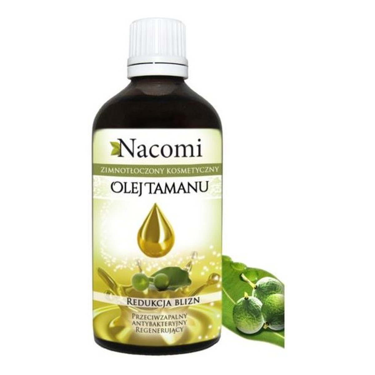 Nacomi Nierafinowany Zimnotłoczony Kosmetyczny Olej Tamanu Wspomaga Redukcję Blizn Przeciwzapalny Antybakteryjny Regenerujący 30ml