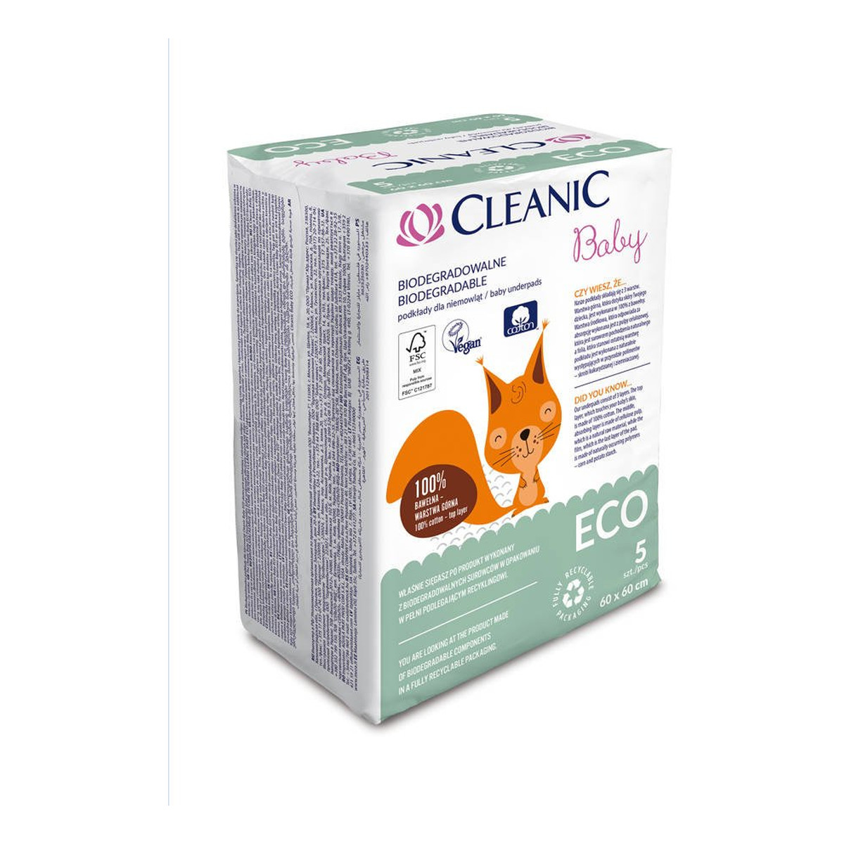 Cleanic Baby Eco Podkłady jednorazowe dla niemowląt - biodegradowalne 1op.-5szt