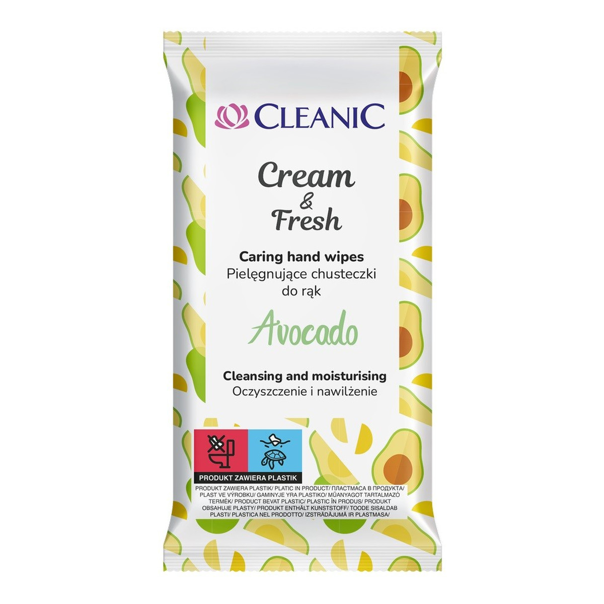 Cleanic pielęgnujące chusteczki do rąk cream & fresh-avocado 1op-15szt