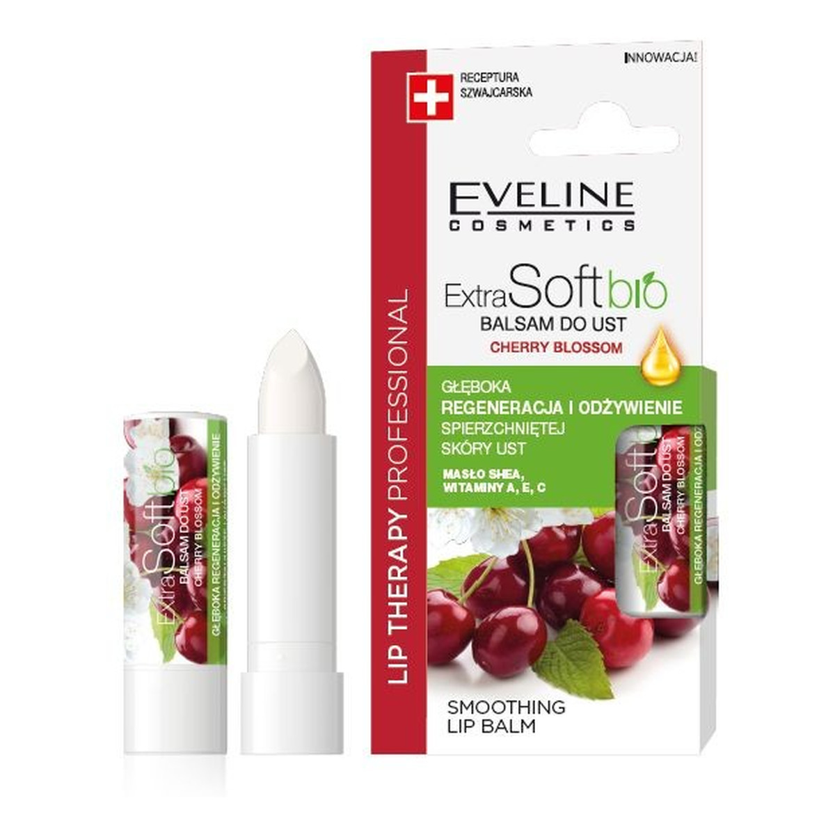 Eveline Lip Therapy Professional Balsam Ochronny Do Ust Extra Soft Bio - Wiśnia 4g