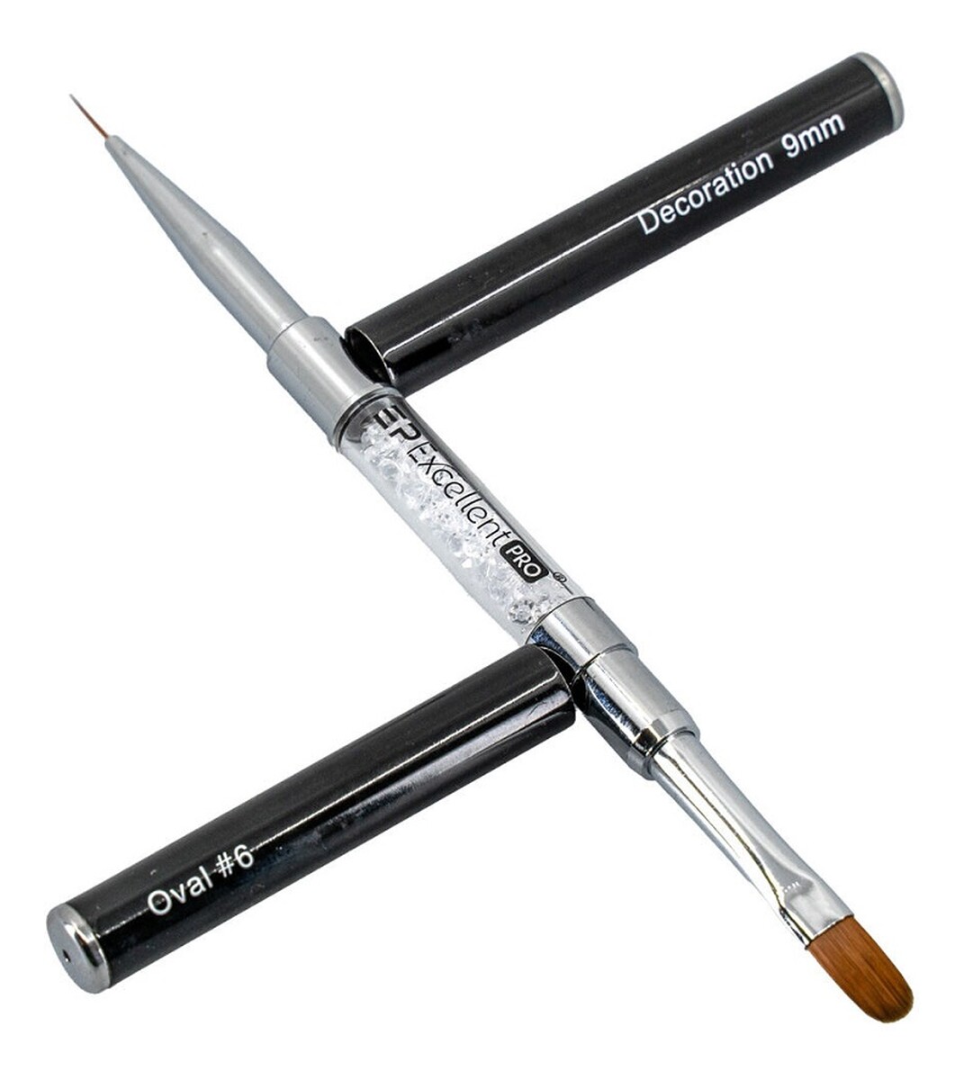 Decoration pędzelek 2w1 z cyrkoniami oval #6 9mm