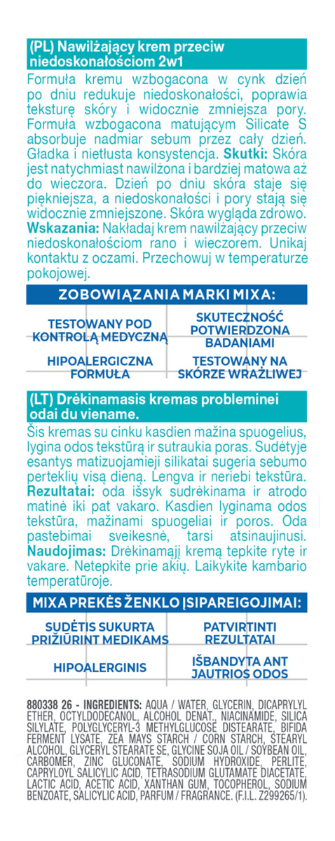 Krem Nawilżający Do Twarzy Przeciw Niedoskonałościom 2w1 2x50ml