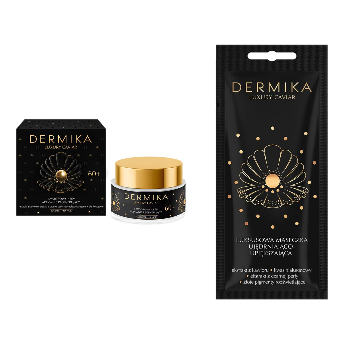 Dermika Luxury Caviar Kawiorowy krem aktywnie regenerujący na dzień i noc 60+ + Maseczka Ujędrniająco-piększająca