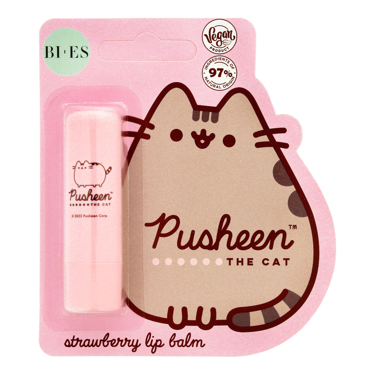 Bi-es Pusheen The Cat Pomadka ochronna do ust - Strawberry 4g