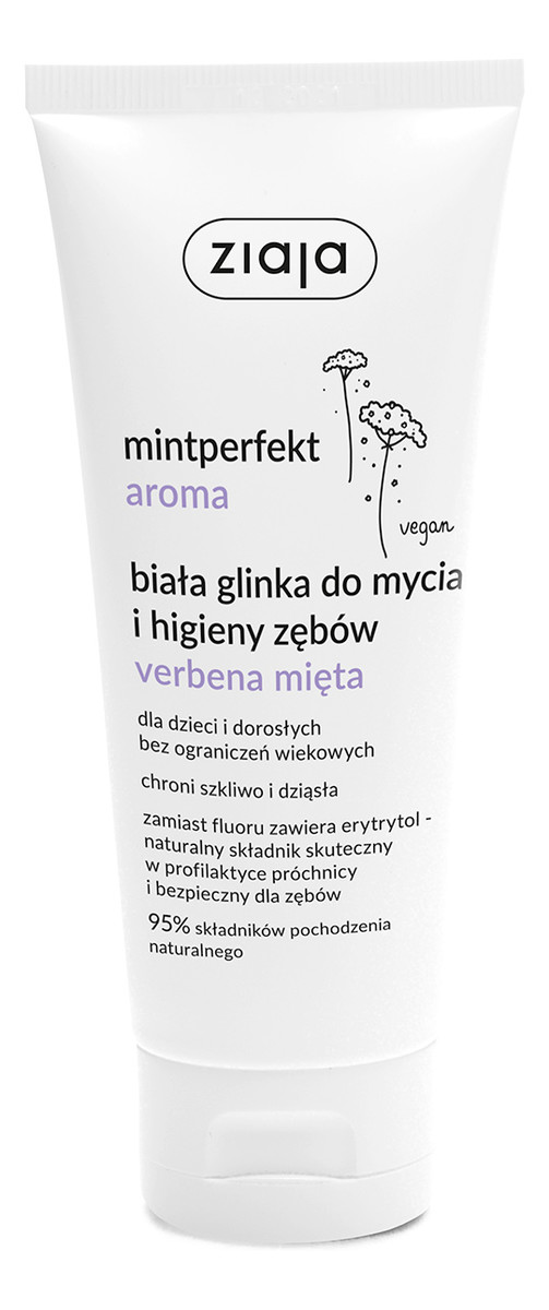 Aroma Biała glinka do mycia i higieny zębów werbena Mięta