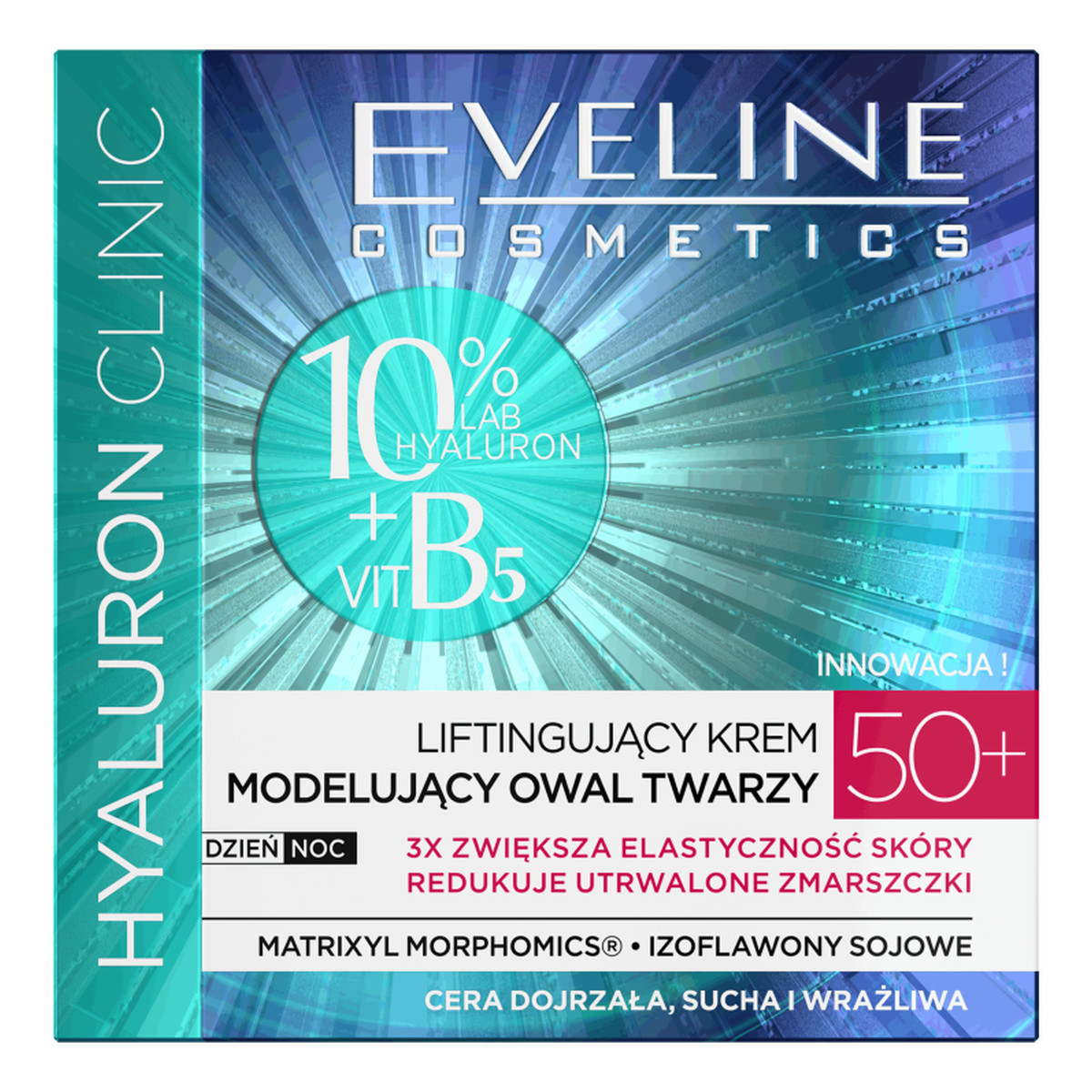 Eveline Hyaluron Clinic 50+ Liftingujący Krem modelujący owal twarzy na dzień i noc 50ml