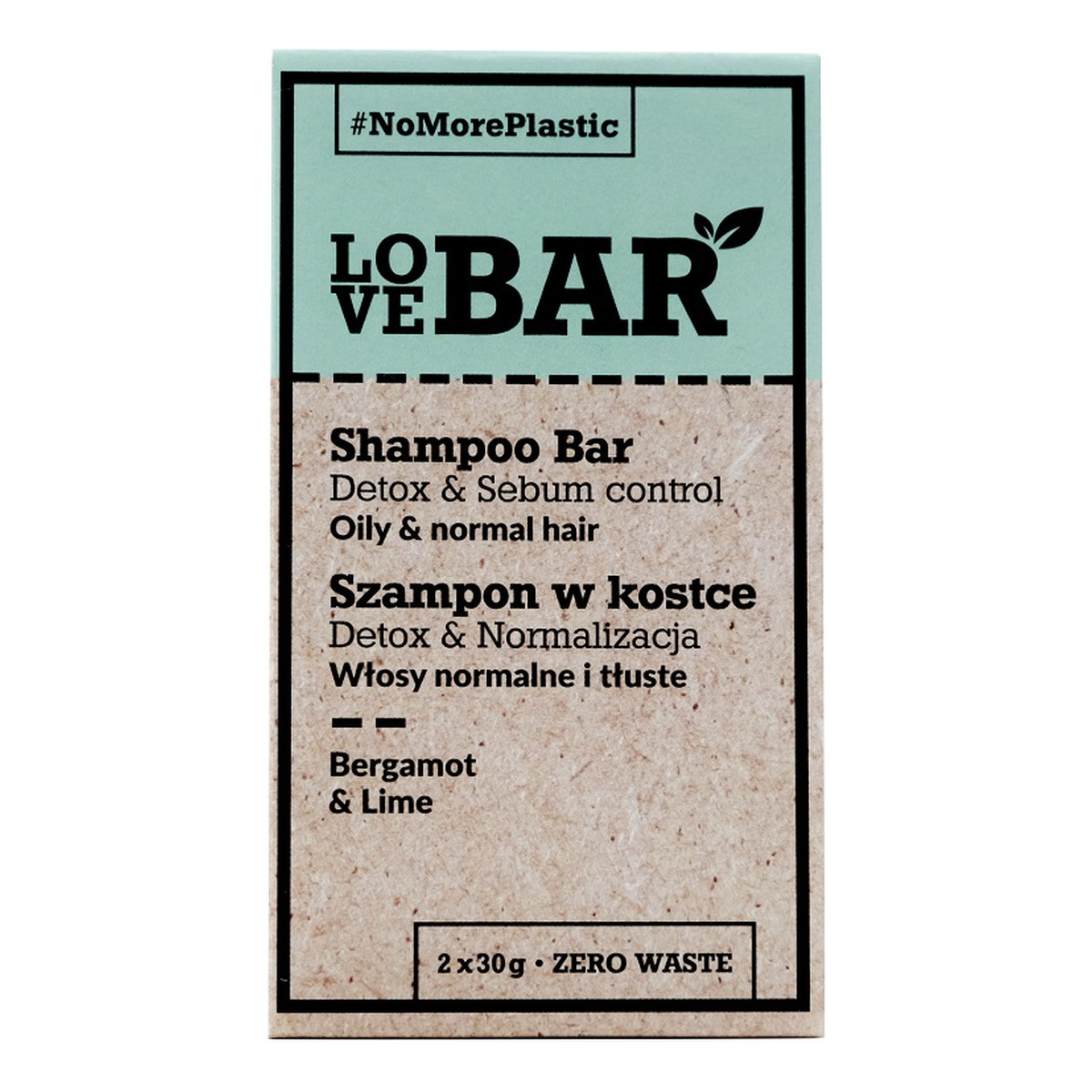 Love Bar Shampoo Bar Szampon w kostce do włosów normalnych i tłustych Bergamotka & Limonka 2x30g 60g