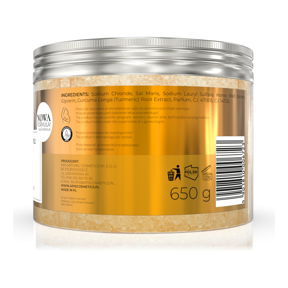 Apis Bogactwo Miodu Relaksująca sól do kąpieli z miodem i z kurkumą 650g