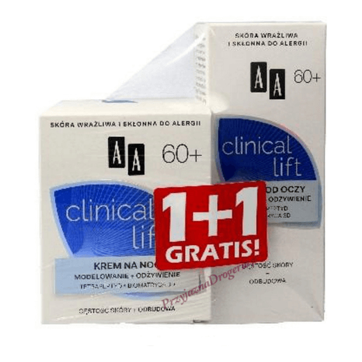 AA Clinical Lift 60+ krem na noc modelująco-odżywczy 50ml + krem pod oczy gratis