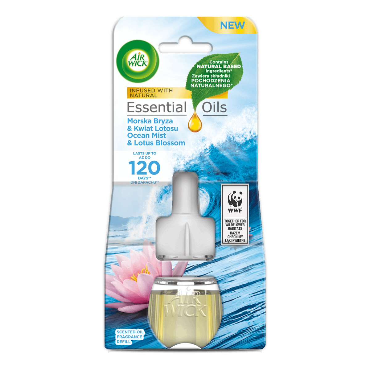 Air Wick Essential Oils Odświeżacz powietrza Morska Bryza & Kwiat Lotosu wkład 19ml