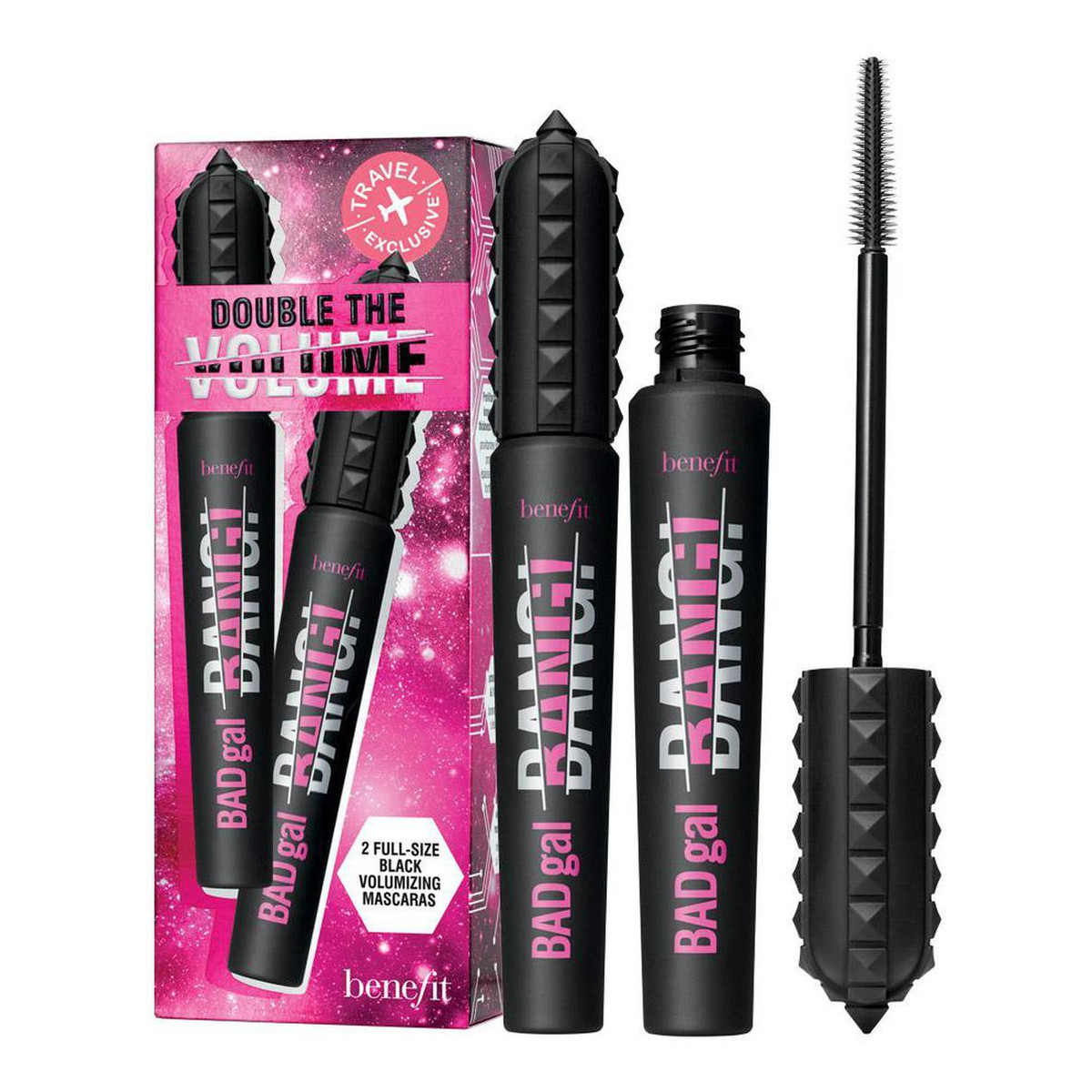 Benefit Double The Volume Travel Set Zestaw pogrubiający tusz do rzęs black 2x8.5g