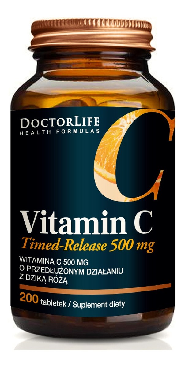 Timed-release vitamin c witamina c 500mg z dziką różą suplement diety 200 tabletek