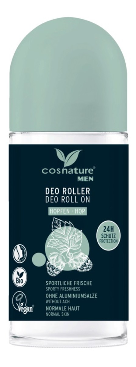 Men 24h naturalny dezodorant roll-on z wyciągiem z szyszek chmielu
