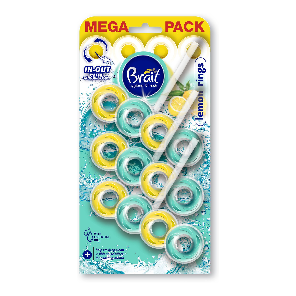Brait Kostka do wc 2-fazowa 3x40g Rings Lemon 120g