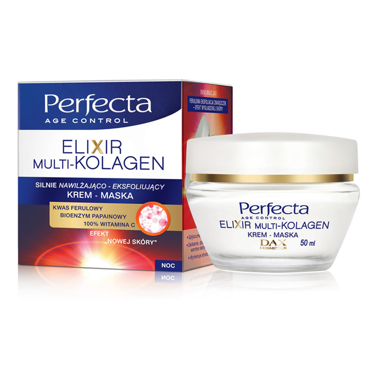 Perfecta Elixir Multi-Kolagen Krem-maska na noc silnie nawilżająco-eksfoliujący 50ml