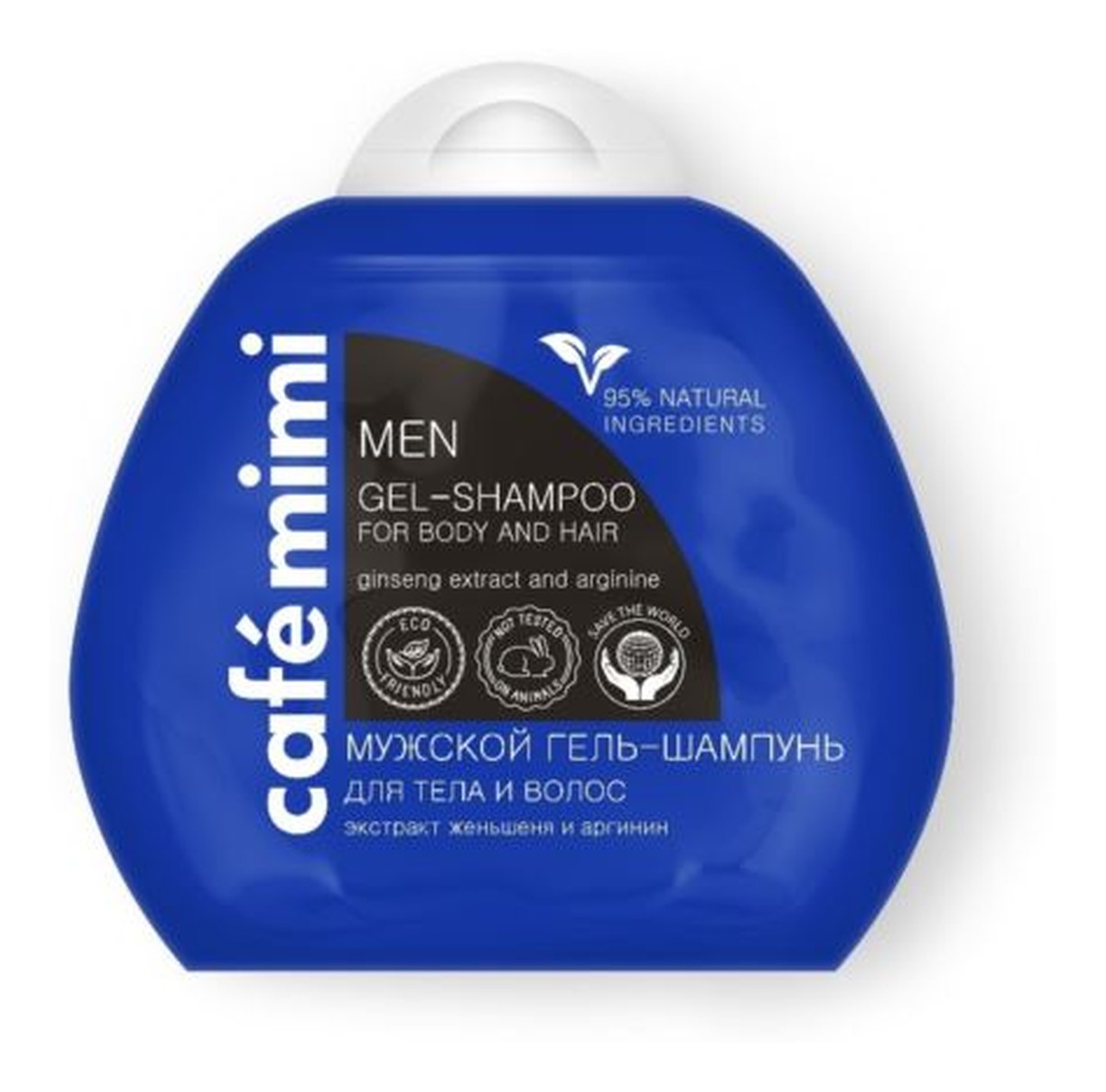 Żel - szampon do ciała i włosów dla mężczyzn - ekstrakt żeń szenia, arganina, D-panthenol, - 95% składników naturalnych
