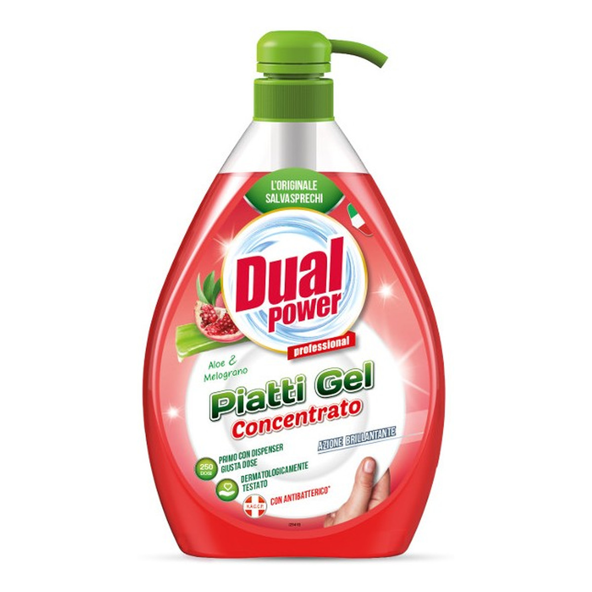Dual Power Płyn do mycia naczyń o konsystencji żelu ALOES I GRANAT z pompką 1000ml
