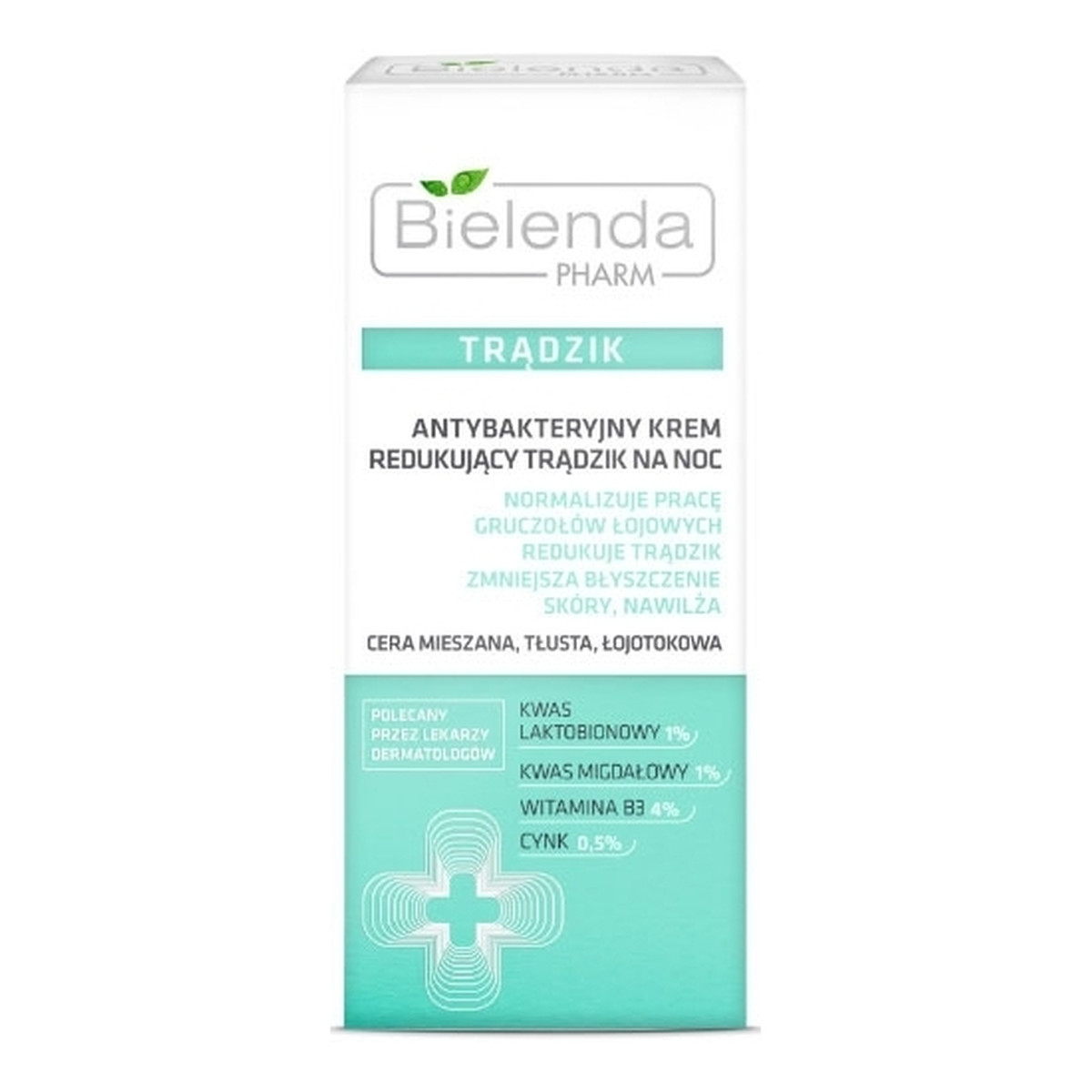 Bielenda Trądzik Pharm Antybakteryjny Krem Redukujący Trądzik na Noc 50ml