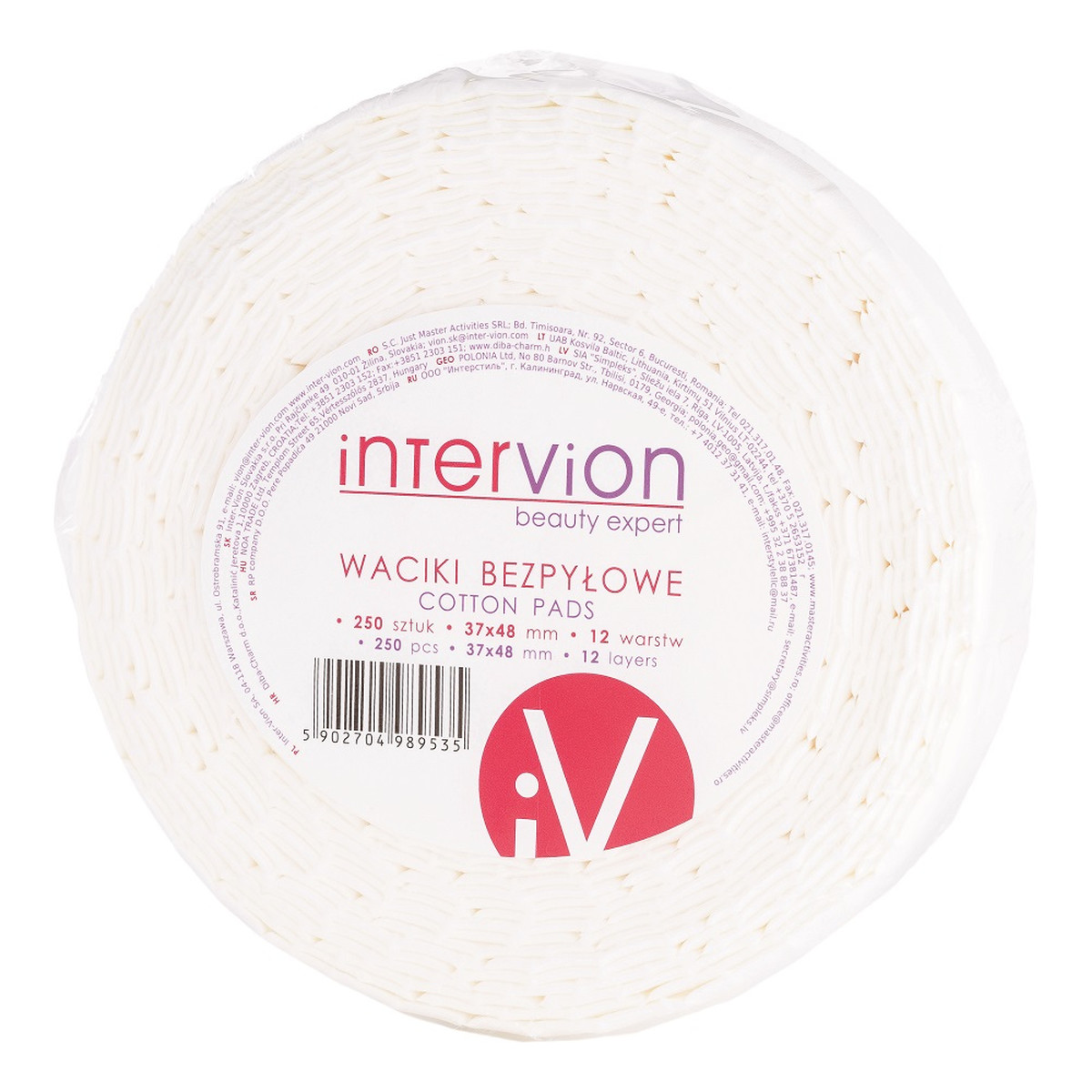 Inter-vion COTTON PADS - Waciki bezpyłowe - 250 sztuk