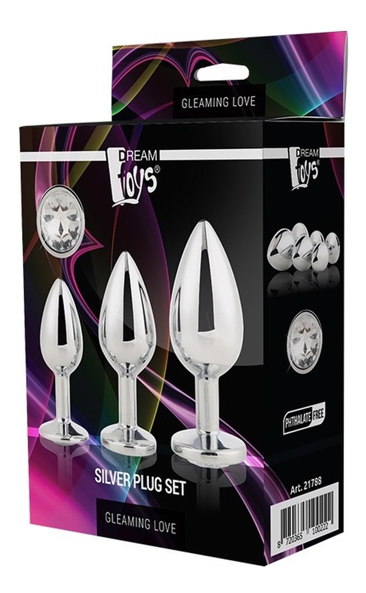 Gleaming love silver plug set korek analny 3szt.