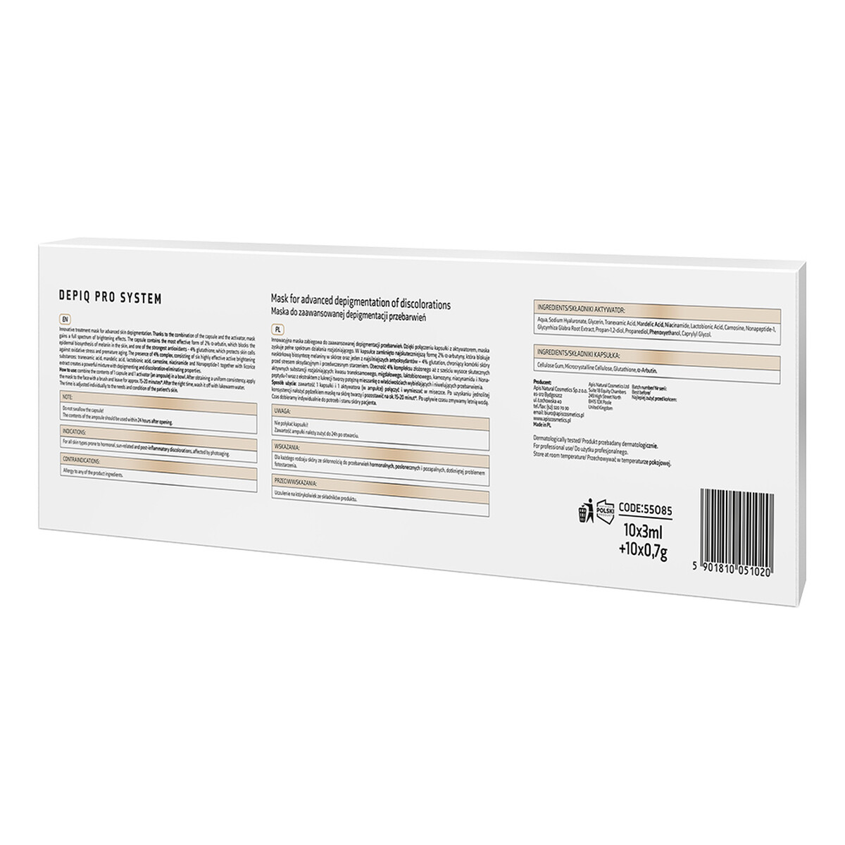 Apis Depiq pro system maska do zaawansowanej depigmentacji przebarwień 10x3ml + 10x0.7g