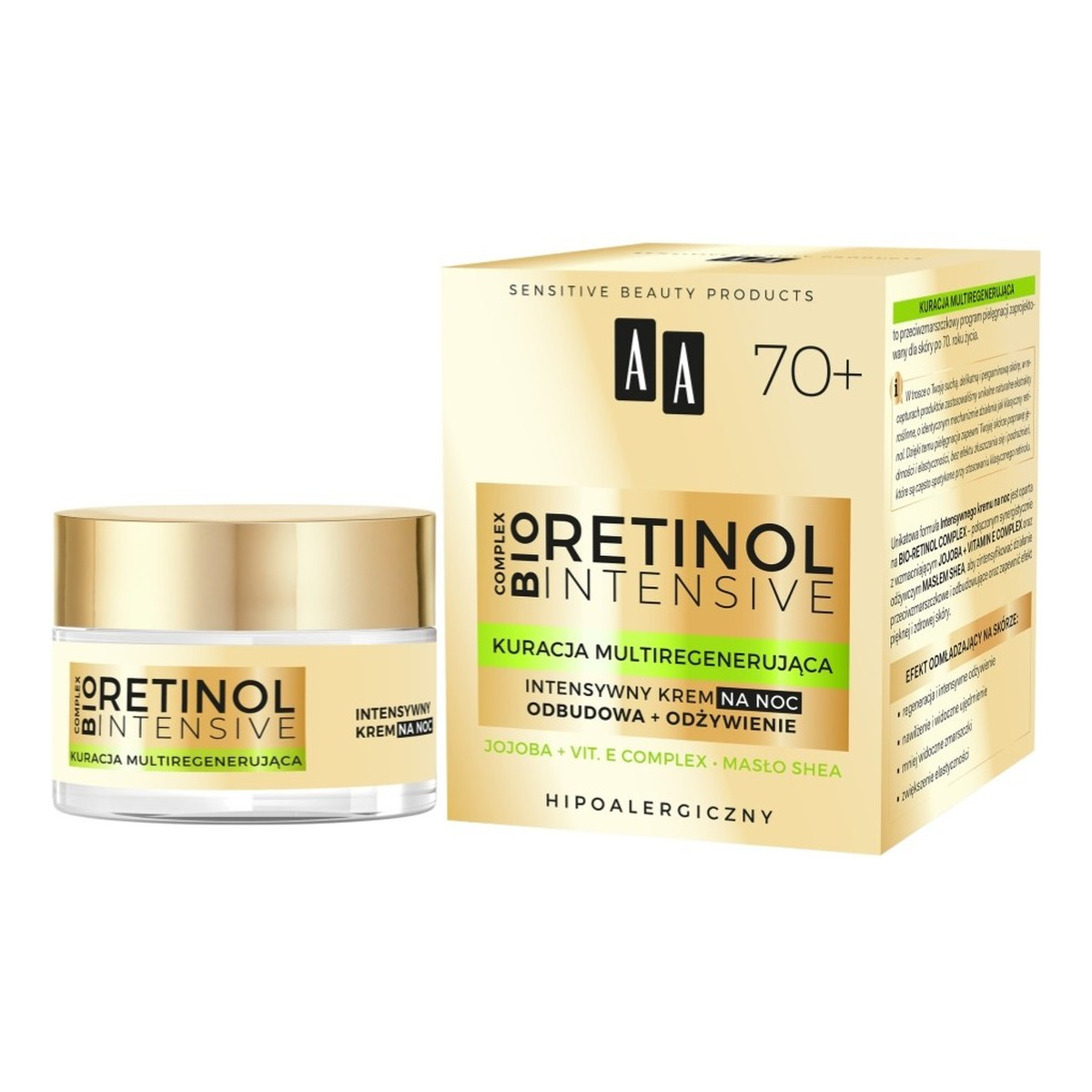 AA Retinol Intensive 70+ intensywny krem na noc Odbudowa + Odżywienie Matrixyl Power & Green Caviar Bio 50ml