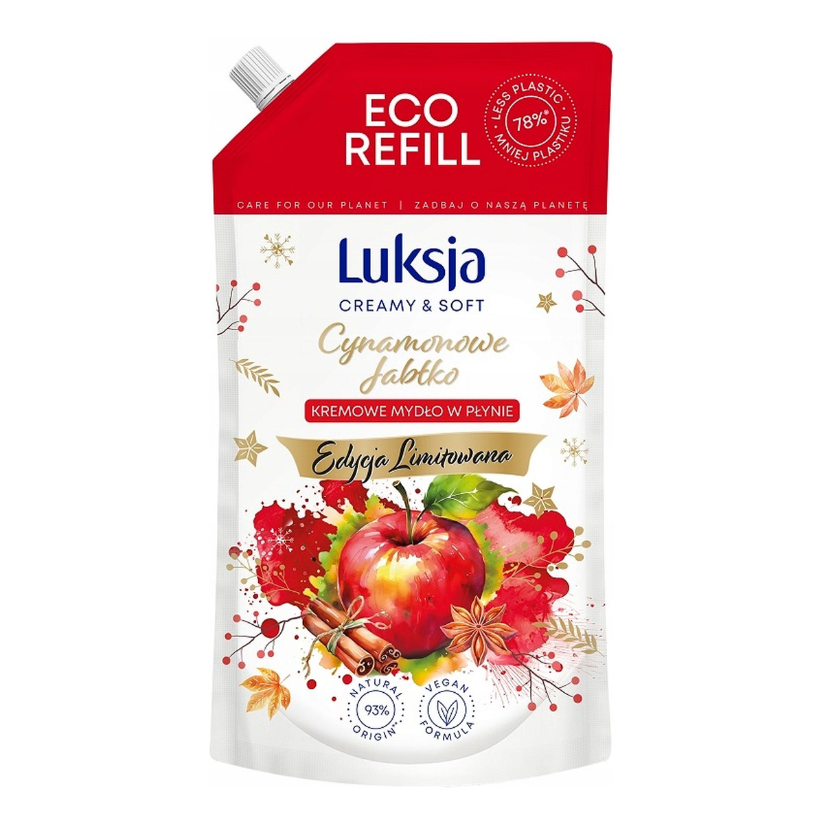 Luksja Creamy & Soft Kremowe mydło w płynie-cynamonowe jabłko (edycja limitowana)-zapas 900ml