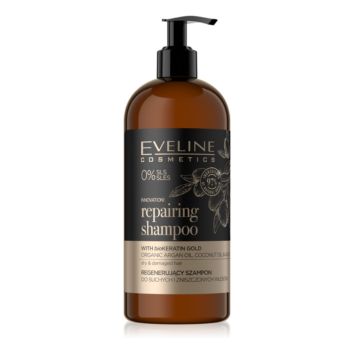 Eveline Organic gold repairing shampoo regenerujący szampon do włosów suchych i zniszczonych 500ml