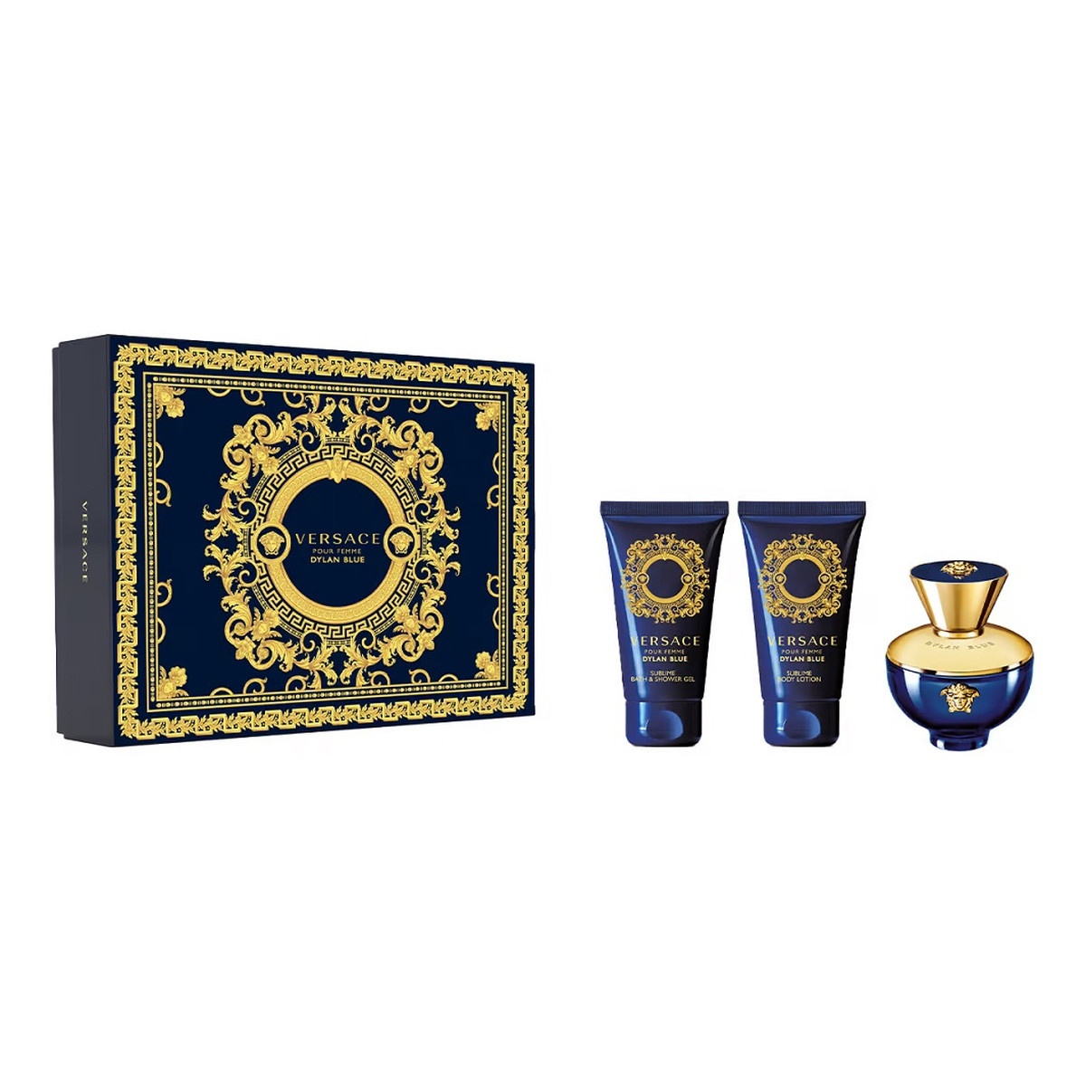 Versace Pour Femme Dylan Blue Zestaw woda perfumowana spray 50ml + żel pod prysznic 50ml + balsam do ciała 50ml