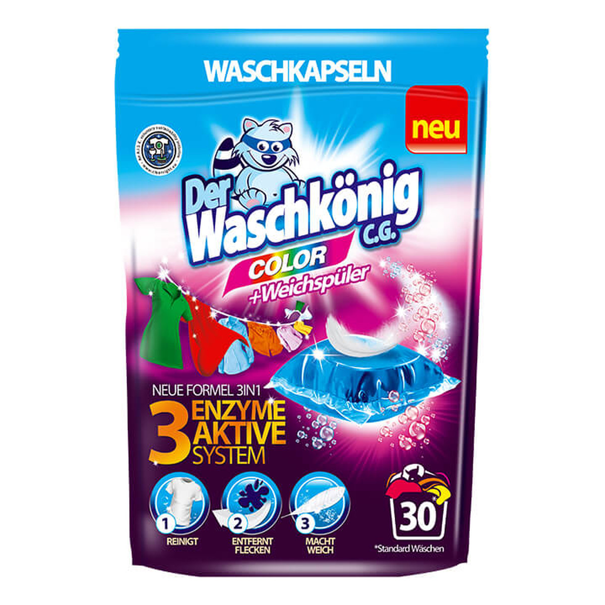 Der Waschkönig Mega Caps 3w1 Kapsułki do prania 30 szt. Color