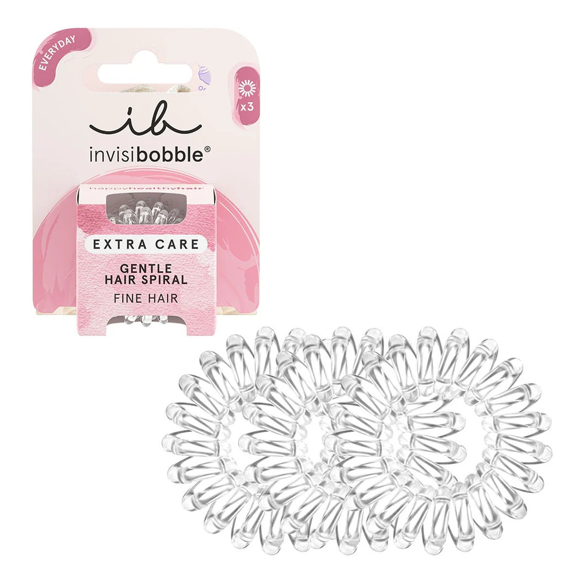Invisibobble Extra Care gumka do włosów spiralna Crystal Clear 3szt.