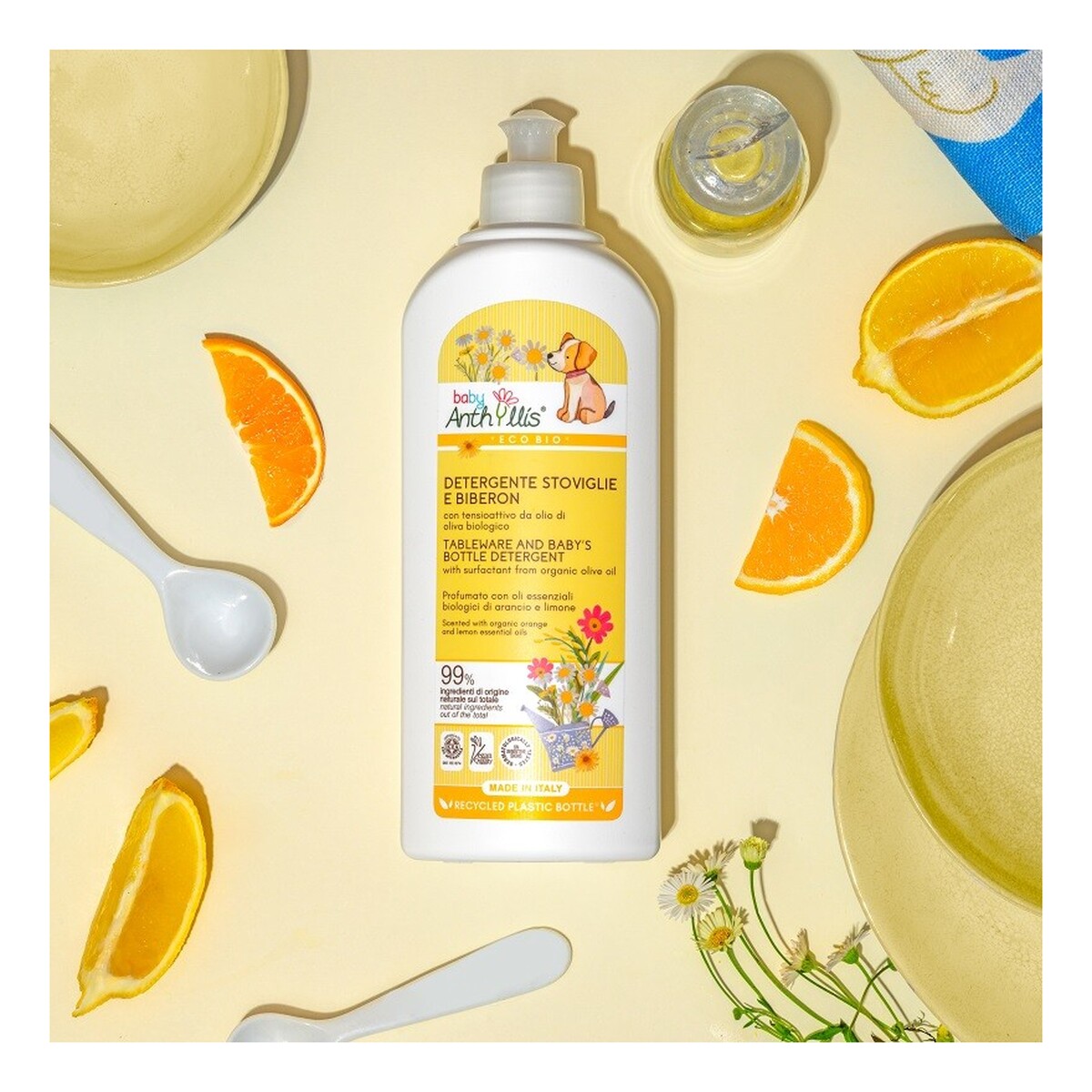 Eko płyn do ręcznego mycia naczyń i butelek dziecięcych z surfaktantem z organicznej oliwy z oliwek